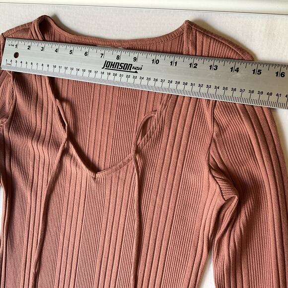 Forever 21 Women Dress M Mauve Pink Bodycon Long Sleeve Knee Length Pullover - Picture 4 of 7